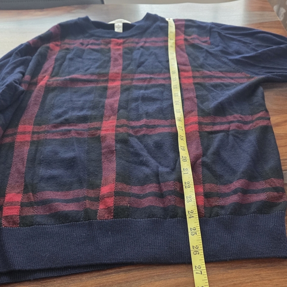 Turnbury 100% Merino Wool Navy and Red Plaid Sweater Warm Lightweight XL - Picture 6 of 6